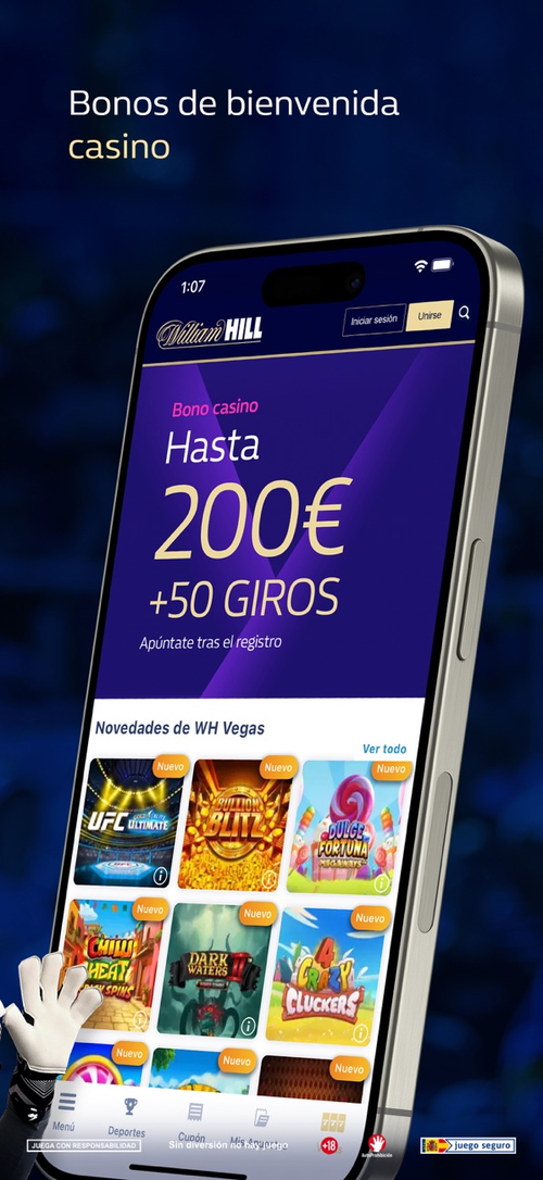 App móvil de William Hill - sección deportes